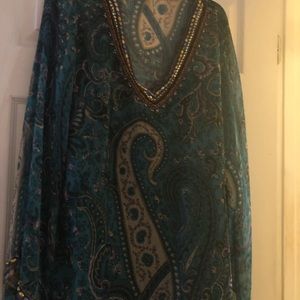 Turquoise over size top